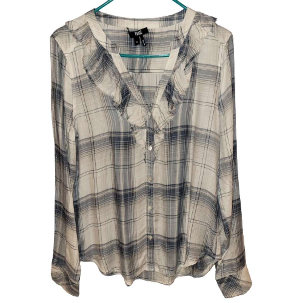 Paige ruffled plaid long sleeved top